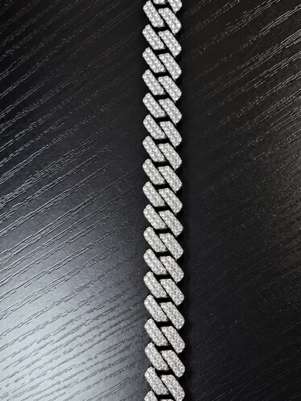 Men's Silver Cuban Link Bracelet with Pavé Stones